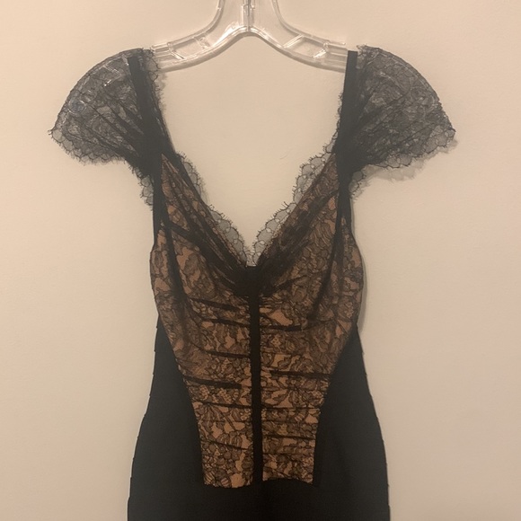 Vintage Herve Leger Black Lace Bandage Cocktail Dress - Picture 3 of 8